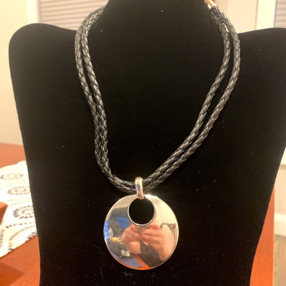 Silver and Black Rope choker necklace
